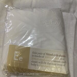 VTG 1999 Martha Stewart Baby 200 Thread Count 2 Fitted Crib Sheets white 28"x52"